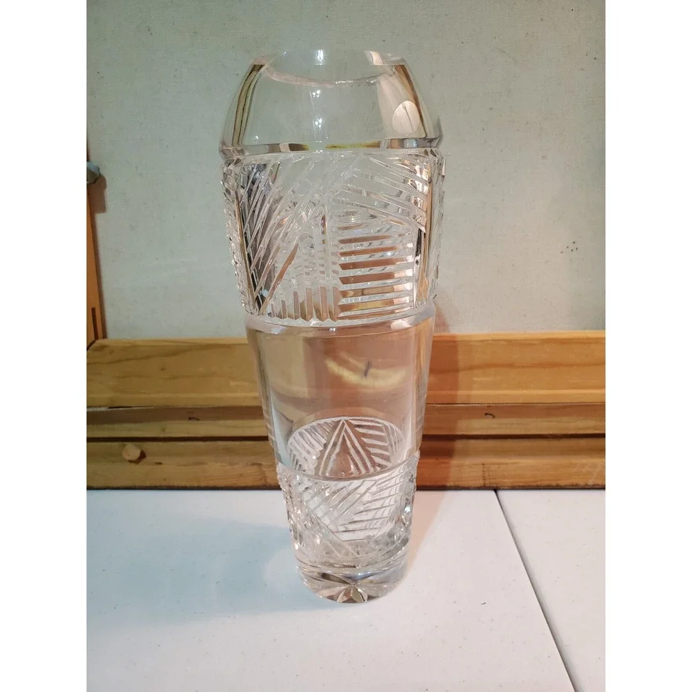 Vase By Villeroy & Boch Lead Crystal Cut Glass Geometric Pattern Heavy 9